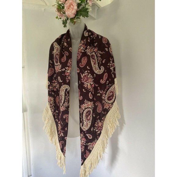 VTG Boho Oversized 38" X 26" Shawl Scarf Wrap - Picture 5 of 12